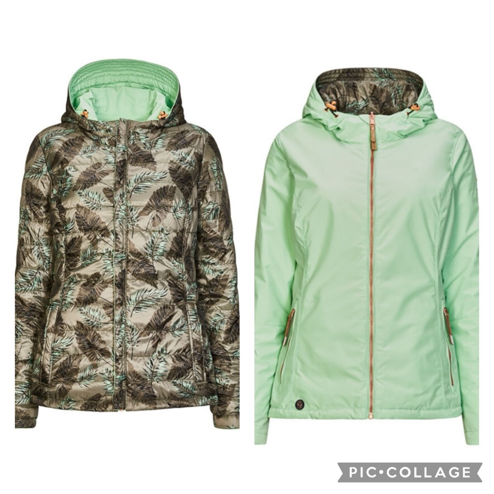 GIGA DX Killtec Women's Pelda Green Camo Leafy Reversible Full Zip Hooded Jacket